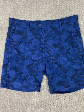 G/Fore Shorts Men's 34 Blue Camo Skull Print Maverick Hybrid 4 Way Stretch Golf